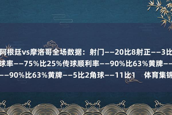 阿根廷vs摩洛哥全场数据：射门——20比8射正——3比4得分契机——1比1控球率——75%比25%传球顺利率——90%比63%黄牌——5比2角球——11比1    体育集锦