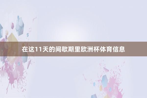 在这11天的间歇期里欧洲杯体育信息