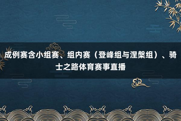 成例赛含小组赛、组内赛（登峰组与涅槃组）、骑士之路体育赛事直播