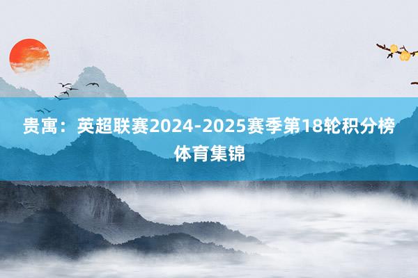 贵寓：英超联赛2024-2025赛季第18轮积分榜体育集锦