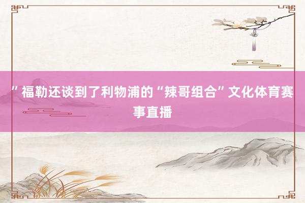 ”福勒还谈到了利物浦的“辣哥组合”文化体育赛事直播