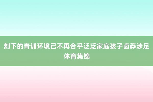 刻下的青训环境已不再合乎泛泛家庭孩子卤莽涉足体育集锦