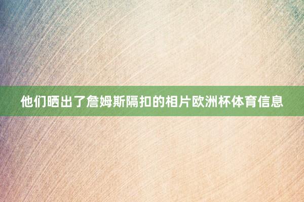 他们晒出了詹姆斯隔扣的相片欧洲杯体育信息