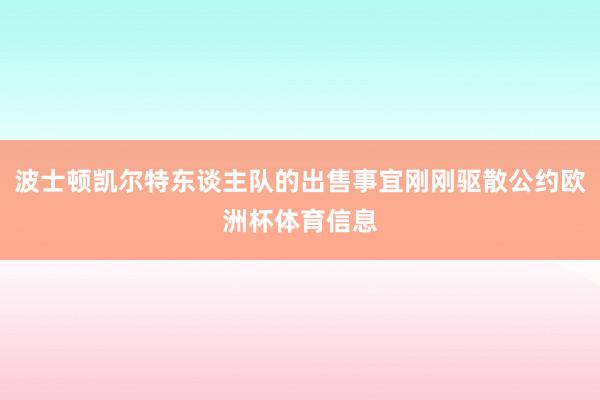 波士顿凯尔特东谈主队的出售事宜刚刚驱散公约欧洲杯体育信息