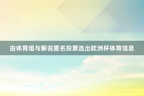 由体育组与解说匿名投票选出欧洲杯体育信息