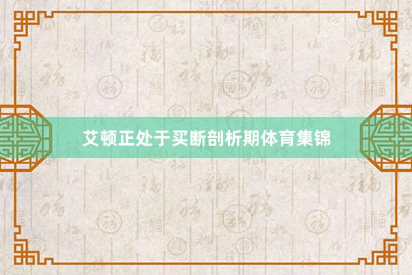 艾顿正处于买断剖析期体育集锦
