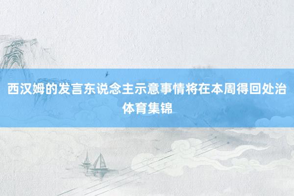 西汉姆的发言东说念主示意事情将在本周得回处治体育集锦