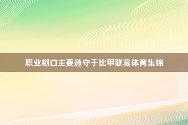 职业糊口主要遵守于比甲联赛体育集锦