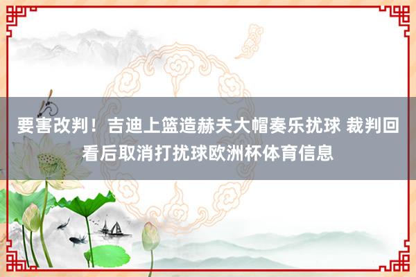 要害改判！吉迪上篮造赫夫大帽奏乐扰球 裁判回看后取消打扰球欧洲杯体育信息