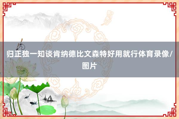 归正独一知谈肯纳德比文森特好用就行体育录像/图片