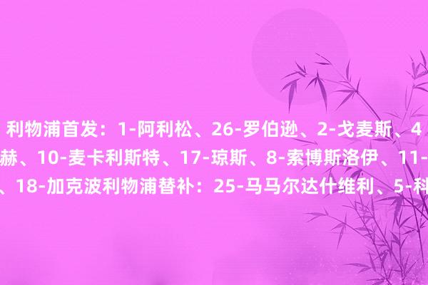 利物浦首发：1-阿利松、26-罗伯逊、2-戈麦斯、4-范戴克、38-赫拉芬贝赫、10-麦卡利斯特、17-琼斯、8-索博斯洛伊、11-萨拉赫、73-恩古莫哈、18-加克波利物浦替补：25-马马尔达什维利、5-科纳特、6-凯尔凯兹、7-维尔茨、14-基耶萨、22-埃基蒂克、30-弗林蓬、42-尼奥尼、68-莫里森狼队首发：31-约翰斯通、38-查丘瓦、15-耶森·莫斯克拉、4-圣地亚哥·布埃诺、24-
