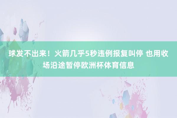 球发不出来！火箭几乎5秒违例报复叫停 也用收场沿途暂停欧洲杯体育信息