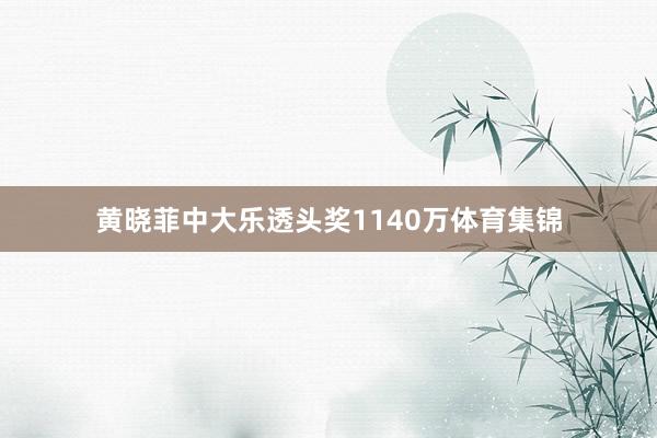 黄晓菲中大乐透头奖1140万体育集锦